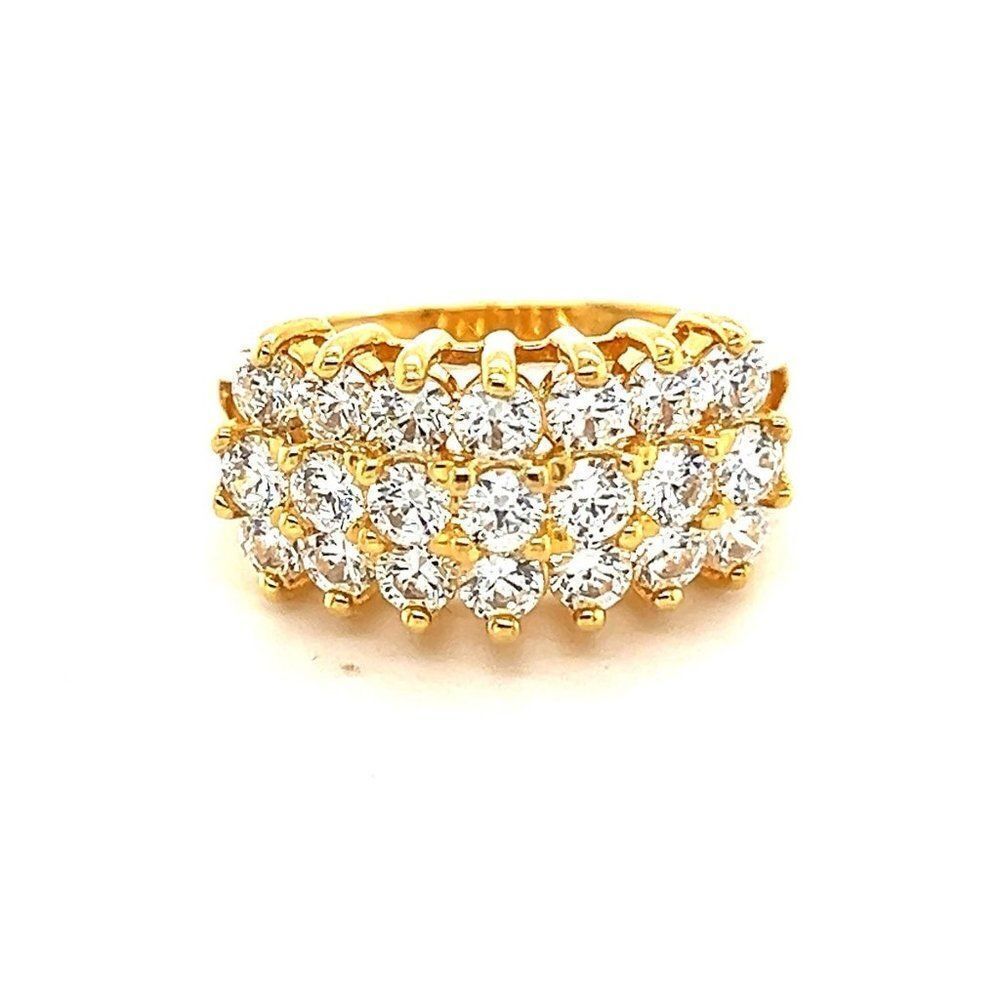 925 Gold Vermeil 3-Row‎ Diamonique Cz Ring
